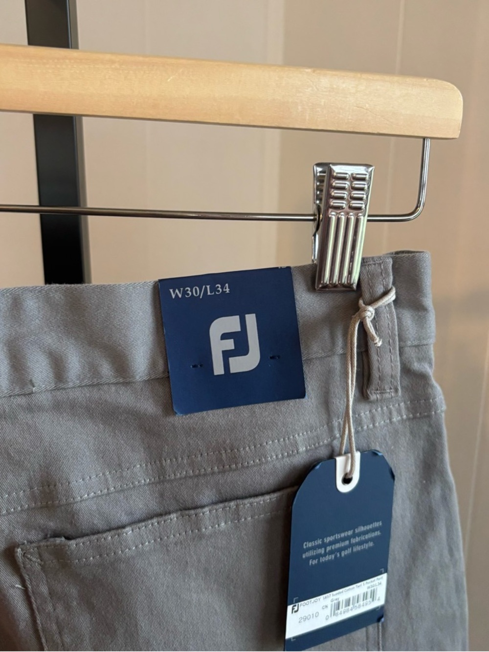 FootJoy FJ 1857 Sueded Twill 5 Pocket Chino Pants Gray NWT Mens 29x33 *NOTE